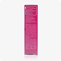 For Conceive Plus Fertility Lubricant Tube + Applicators bundle, the image shows the second side panel of the 75ml tube box. The panel highlights product features such as pH balanced, patented formula, and calcium and magnesium ions, along with usage directions, ingredient list, and application guidance in white text over a pink background.