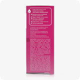 For Conceive Plus Fertility Lubricant Tube + Applicators (PT), side panel of 8x4g pre-filled fertility lubricant applicators, displaying Portuguese-language product details including fertility benefits, calcium and magnesium ions, usage instructions, and clinically tested claims on a pink background with bold icons and white text.